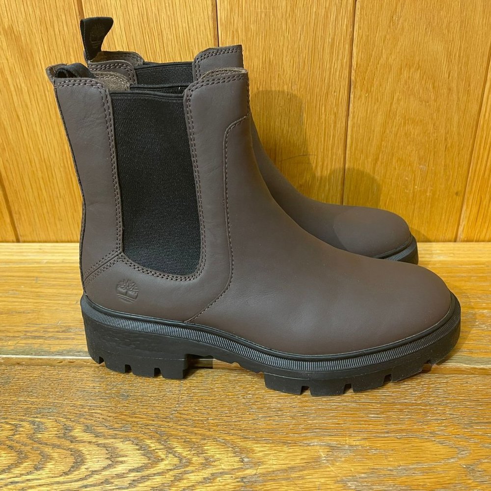 TIMBERLAND WOMEN'S CORTINA VALLEY CHELSEA BOOTS DARK BROWN FULL-GRAIN A5T92